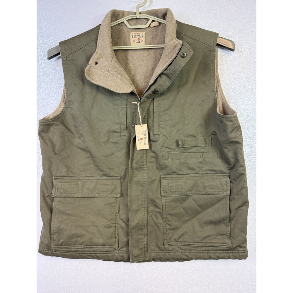 RedHead Vest Duck Canvas Mens Sz XL Camp Hunting Hiking Jacket Olive Green New - Picture 2 of 9